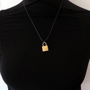 Goth Style Heavy 12 Grams Gold Tone Lock Vintage Vibe Necklace Pendant Piece